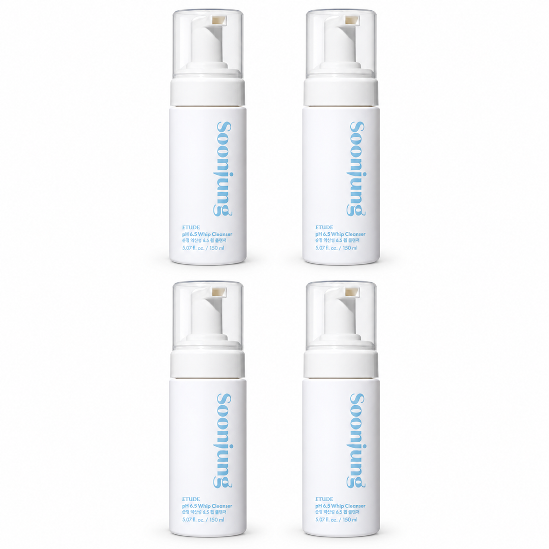 ETUDE Soon Jung pH6.5 Whip Cleanser 150ml – 4 Units on white background