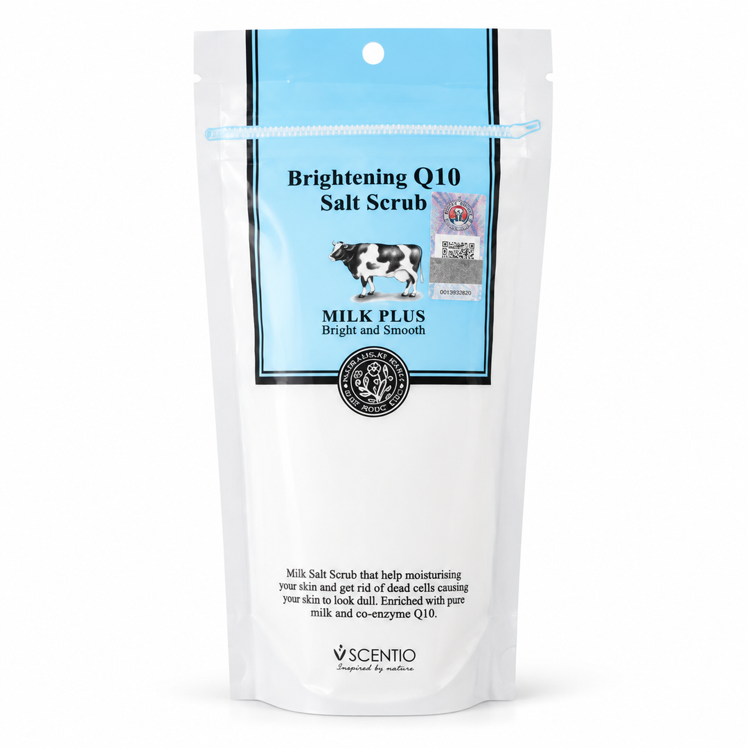 Scentio Milk Plus Brightening Q10 Salt Scrub 300 g — on white background