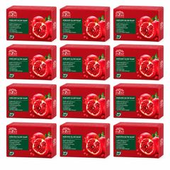 De Leaf Pomegranate Ageless Glow Soap 100g – 12 Bars — exact multipack quantity on a white background