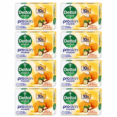 Dettol Proskin Honey & Shea Butter Antibacterial Soap 60 g – 8 Bars — exact multipack quantity on a white background