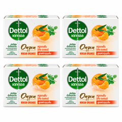 Dettol Onzen Mikan Orange Antibacterial Soap 60 g – 4 Bars — exact multipack quantity on a white background