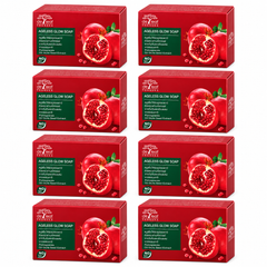 De Leaf Pomegranate Ageless Glow Soap 100g – 8 Bars — exact multipack quantity on a white background