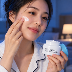 Scentio Milk Plus Bright And White Facial Day & Night Cream 50 ml — face cream being applied in an evening routine