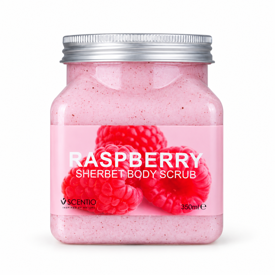 Scentio Raspberry Pore Minimizing Sherbet Scrub 350 ml — on white background