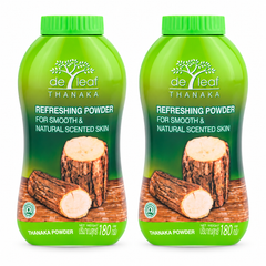 De Leaf Thanaka Refreshing Talcum Powder 180g – 2 Bottles — exact multipack quantity on a white background