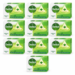 Dettol Daily Care Antibacterial Bar Soap 65 g – 10 Bars — exact multipack quantity on a white background