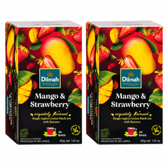 Dilmah Mango & Strawberry Ceylon Black Tea – 2 Boxes / 40 Tea Bags (80 g) — exact multipack quantity on a white background