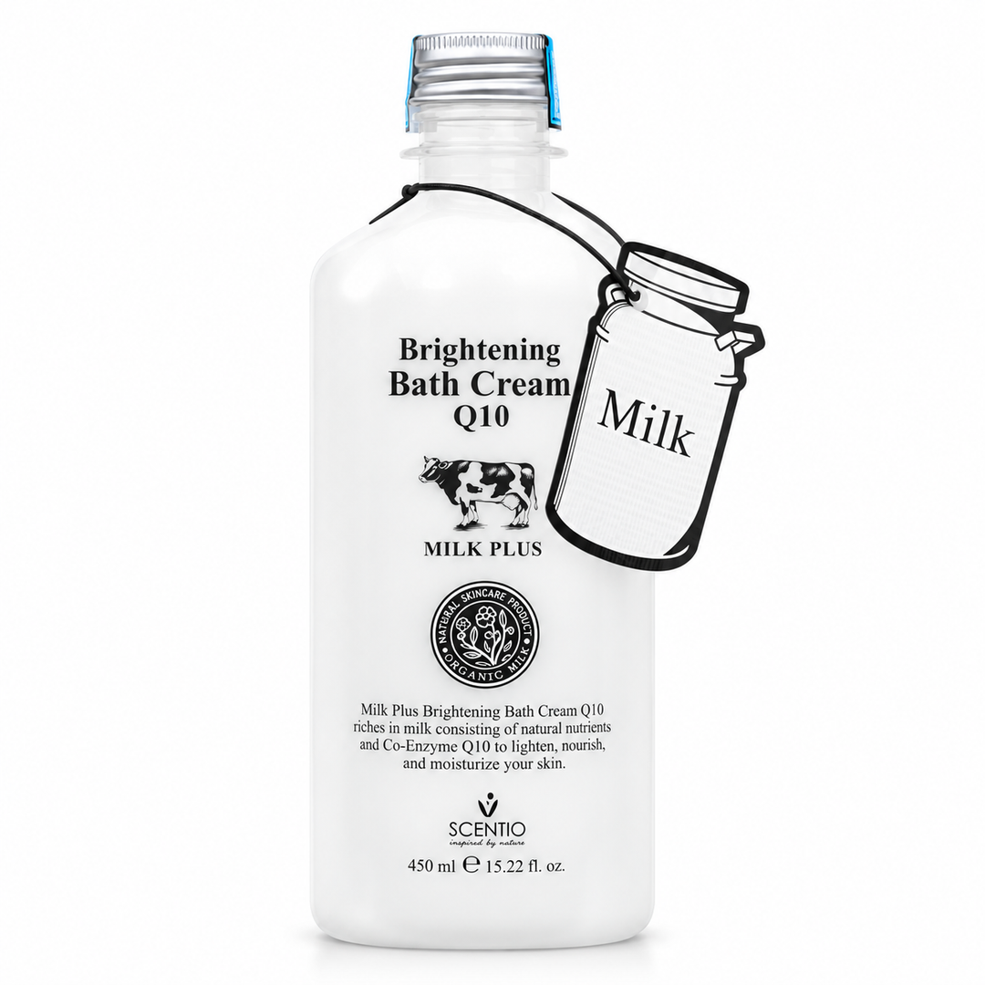 Scentio Milk Plus Bright & White Shower Cream 450 ml — on white background