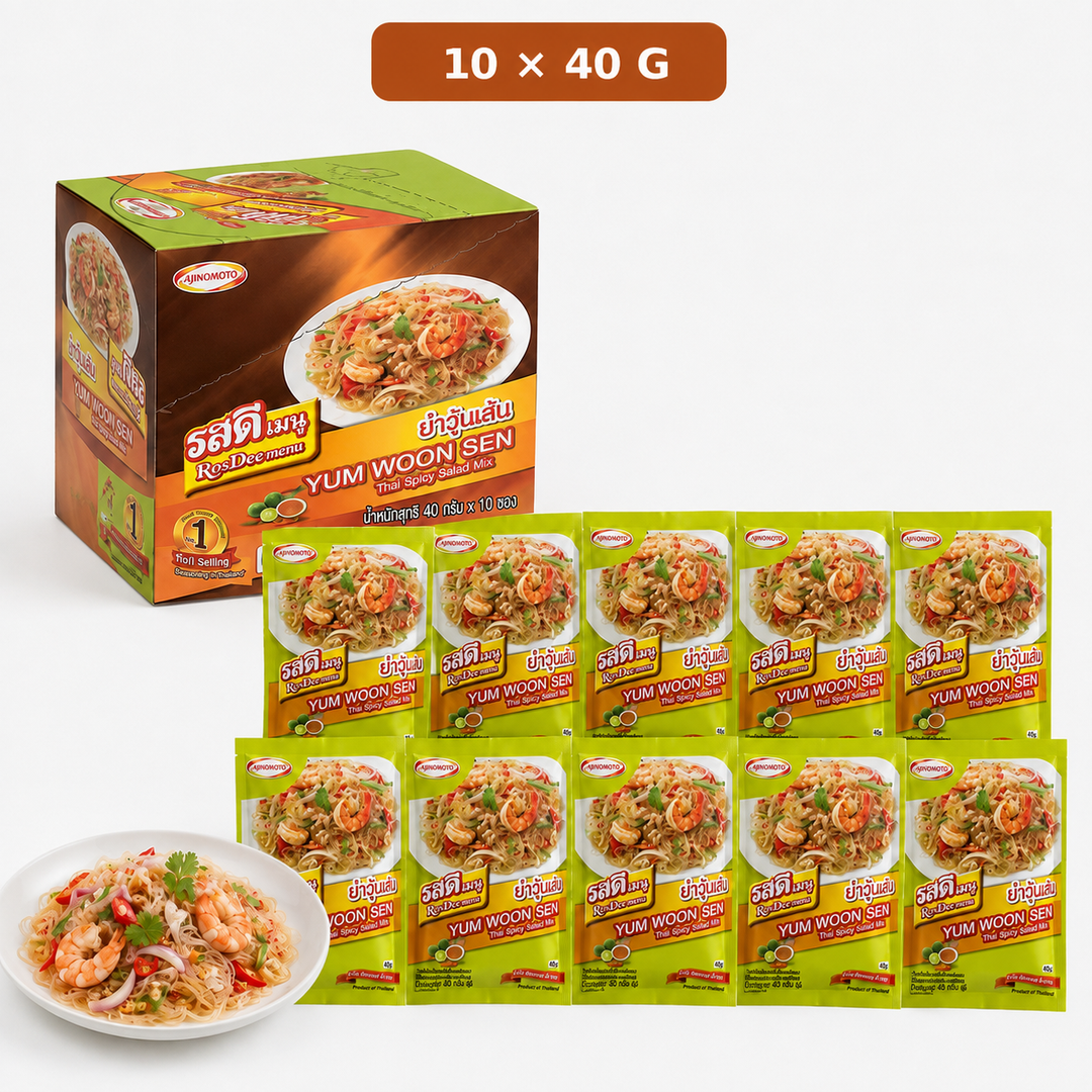 RosDee Menu Yum Woon Sen Thai Spicy Salad Mix 40g × 10