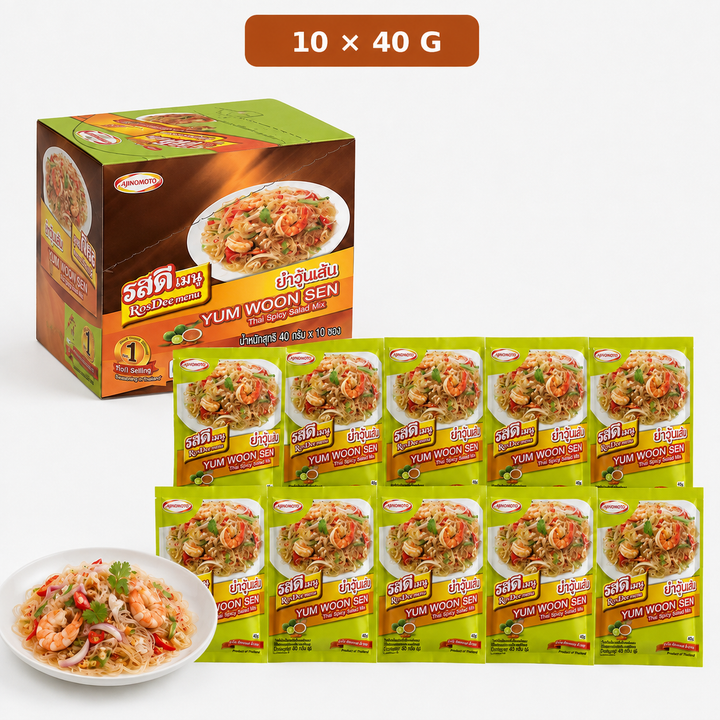 RosDee Menu Yum Woon Sen Thai Spicy Salad Mix 40g × 10