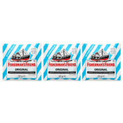 Fisherman's Friend Original No Added Sugar Lozenges 25 g – 3 Pouches — exactly 3 sealed pouches on white