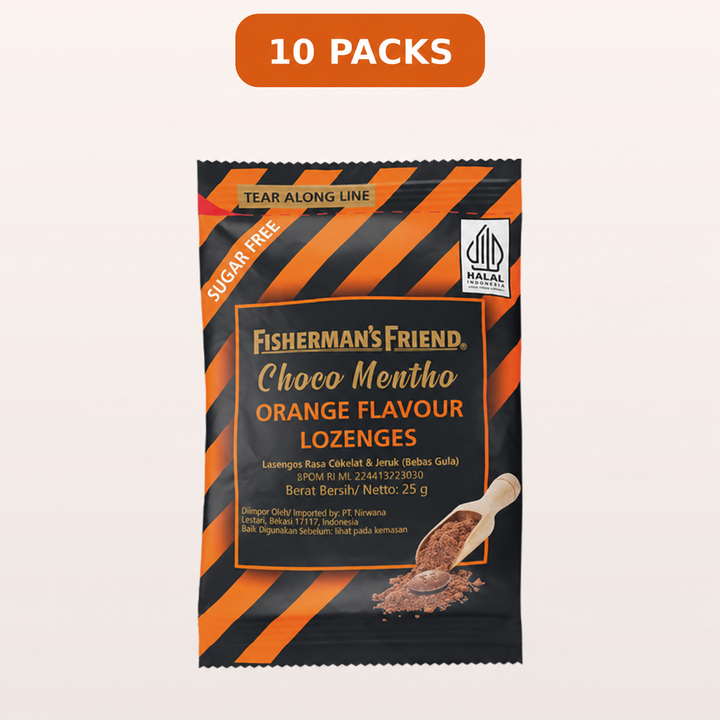 Fisherman's Friend Choco Mentho Orange Sugar Free Lozenges — 10 packs