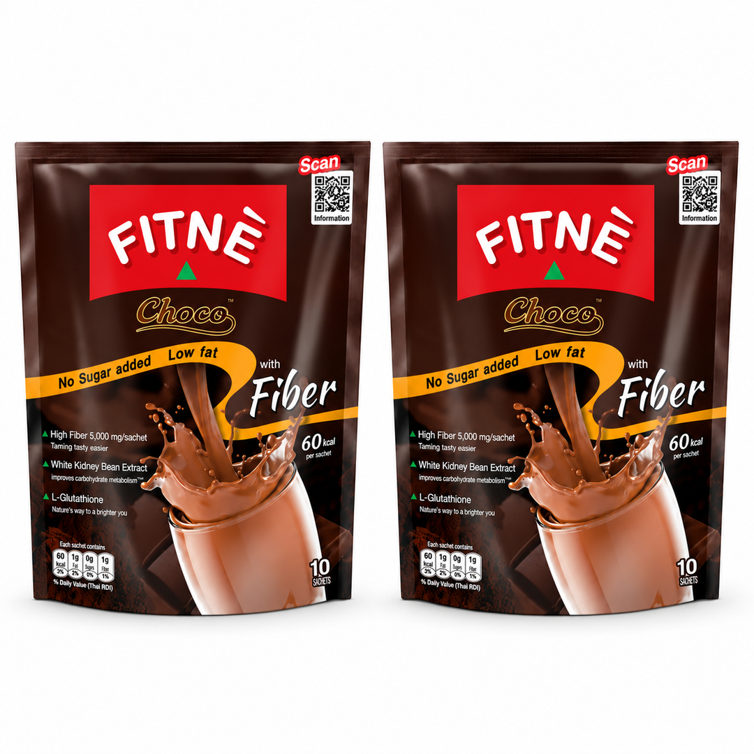 FITNÉ Choco Cocoa Mix with Fiber, 10 Sachets – 2 Pouches