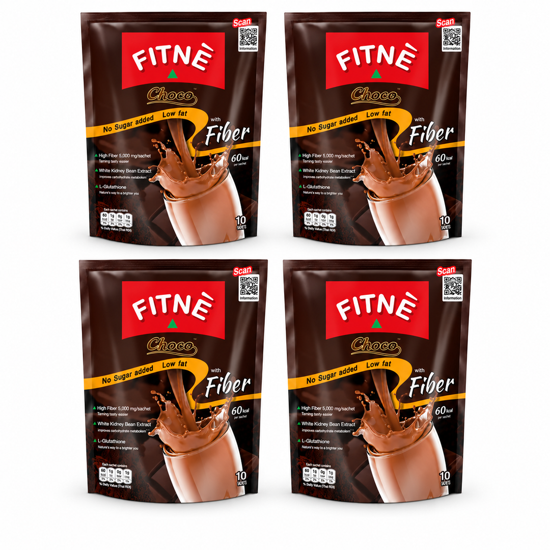 FITNÉ Choco Cocoa Mix with Fiber, 10 Sachets – 4 Pouches