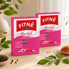 Two 40-capsule boxes of FITNÉ Herbal Capsules in a bright botanical setting