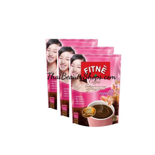 FITNE 3-in-1 Instant Coffee Mix with Collagen & Vitamin C – Sugar-Free, 3 Packs x 10 Sticks