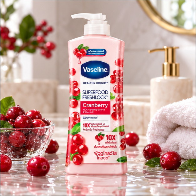 Vaseline Healthy Bright Superfood Freshlock Cranberry Body Lotion 300 ml × 2 – lifestyle image