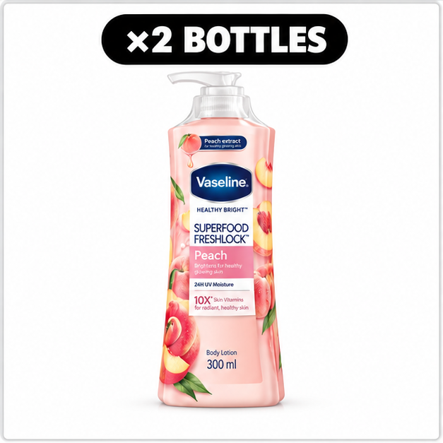Vaseline Healthy Bright Superfood Freshlock Peach Body Lotion 300 ml × 2 – pack cover