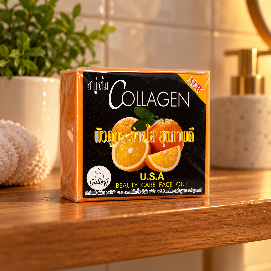Galong Orange & Collagen Soap 65 g — lifestyle view