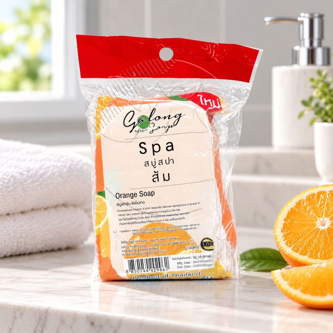 Galong Spa Orange Soap 100 g — retail packaging detail
