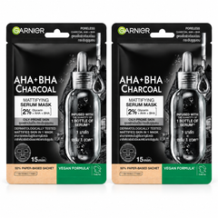Garnier AHA+BHA Charcoal Mattifying Serum Mask 28 g – 2 Sachets