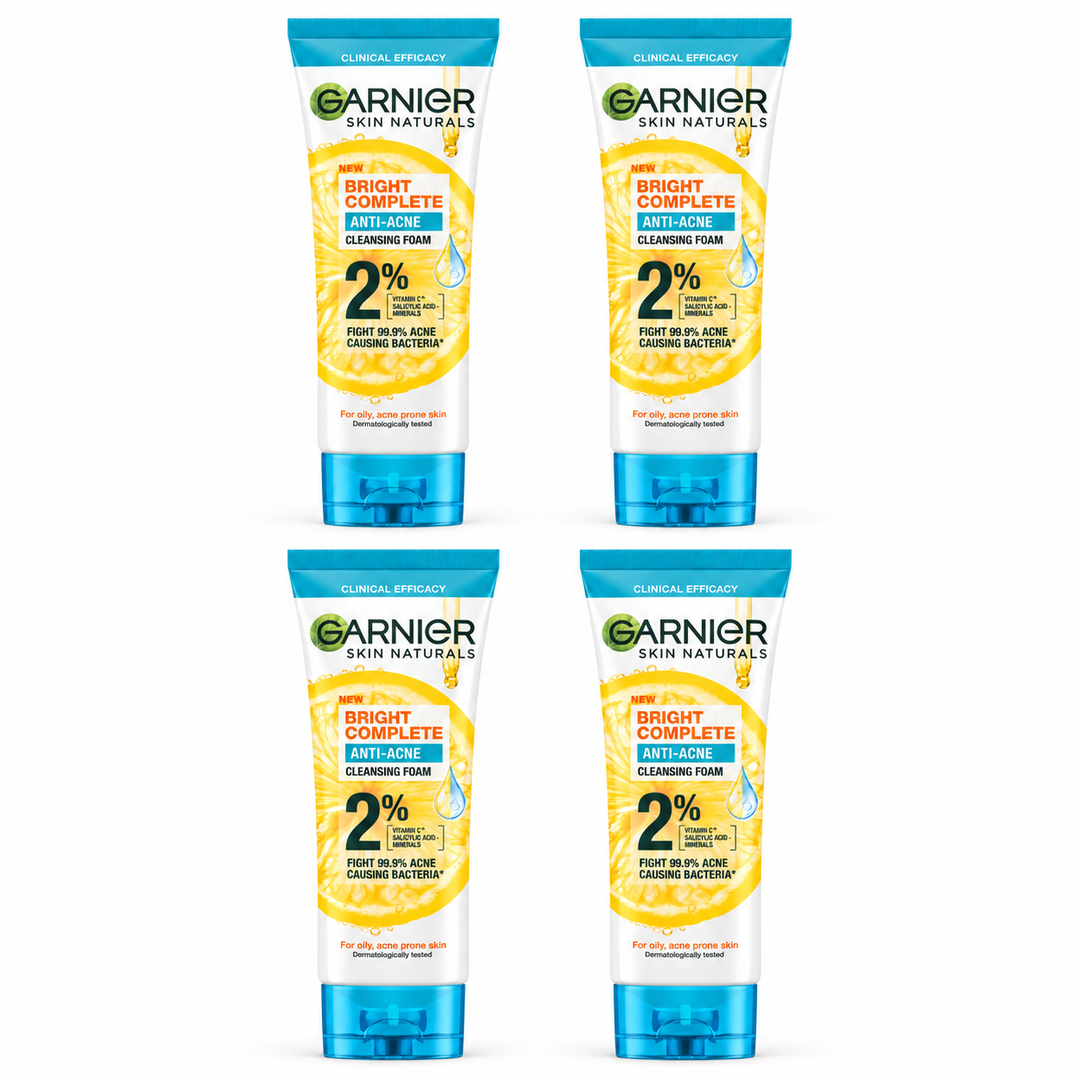 Garnier Bright Complete Anti-Acne Cleansing Foam 100 ml – 4 Tubes