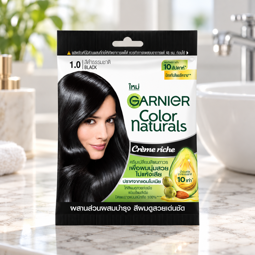 Garnier Color Naturals Crème Riche 1.0 Natural Black — retail packaging detail