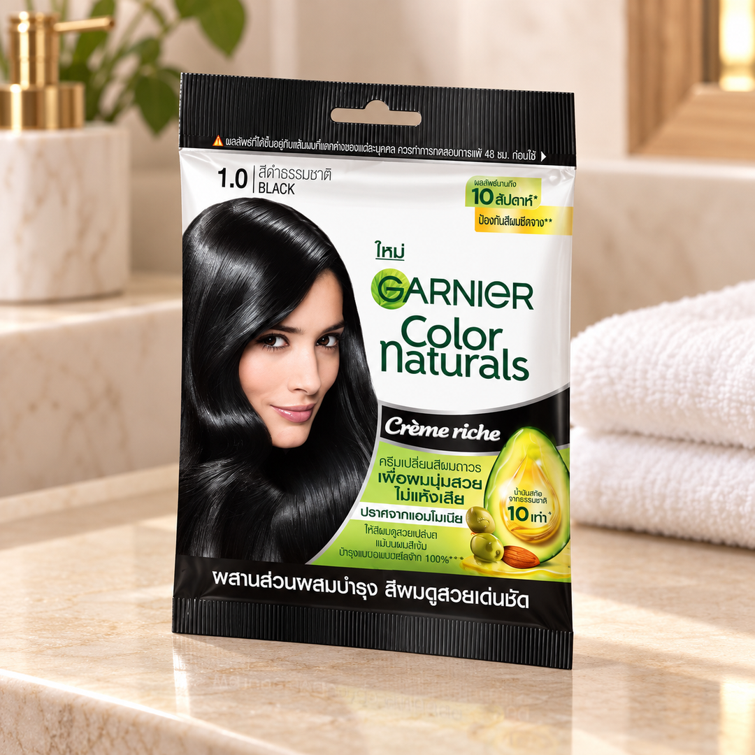 Garnier Color Naturals Crème Riche 1.0 Natural Black — lifestyle view
