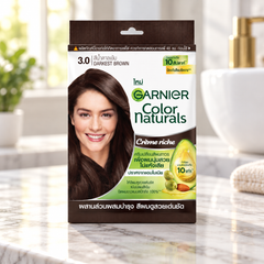 Garnier Color Naturals Crème Riche 3.0 Darkest Brown — retail packaging detail