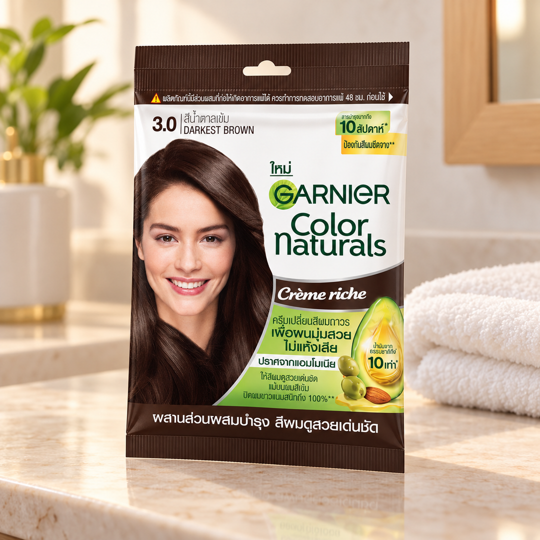 Garnier Color Naturals Crème Riche 3.0 Darkest Brown — lifestyle view