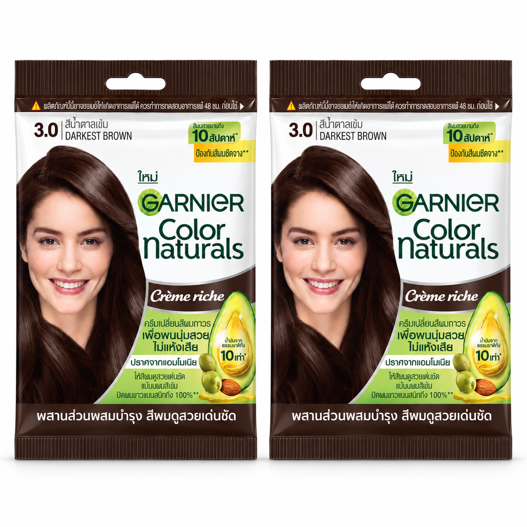 Garnier Color Naturals Crème Riche 3.0 Darkest Brown – 2 Kits