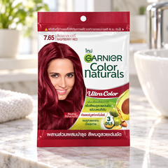 Garnier Color Naturals Ultra Color 7.65 Raspberry Red — retail packaging detail