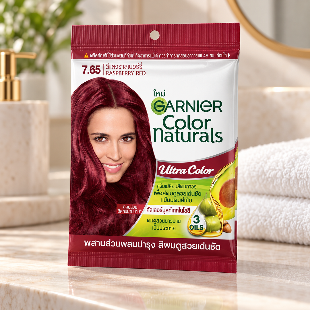 Garnier Color Naturals Ultra Color 7.65 Raspberry Red — lifestyle view