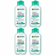 Garnier Micellar Exfoliating Water 1% PHA+AHA 125 ml – 4 Bottles — exactly 4 sealed retail units on white