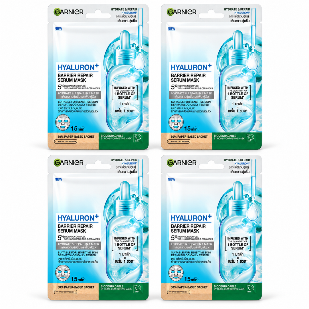 Garnier Hyaluron+ Barrier Repair Serum Mask 28 g – 4 Sachets