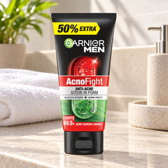 Garnier Men AcnoFight Anti-Acne Scrub in Foam 150 ml — retail packaging detail