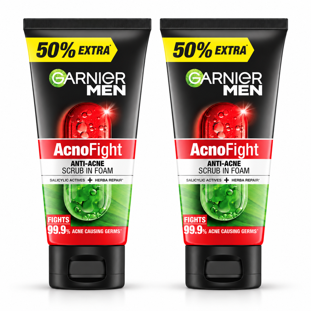 Garnier Men AcnoFight Anti-Acne Scrub in Foam 150 ml – 2 Tubes
