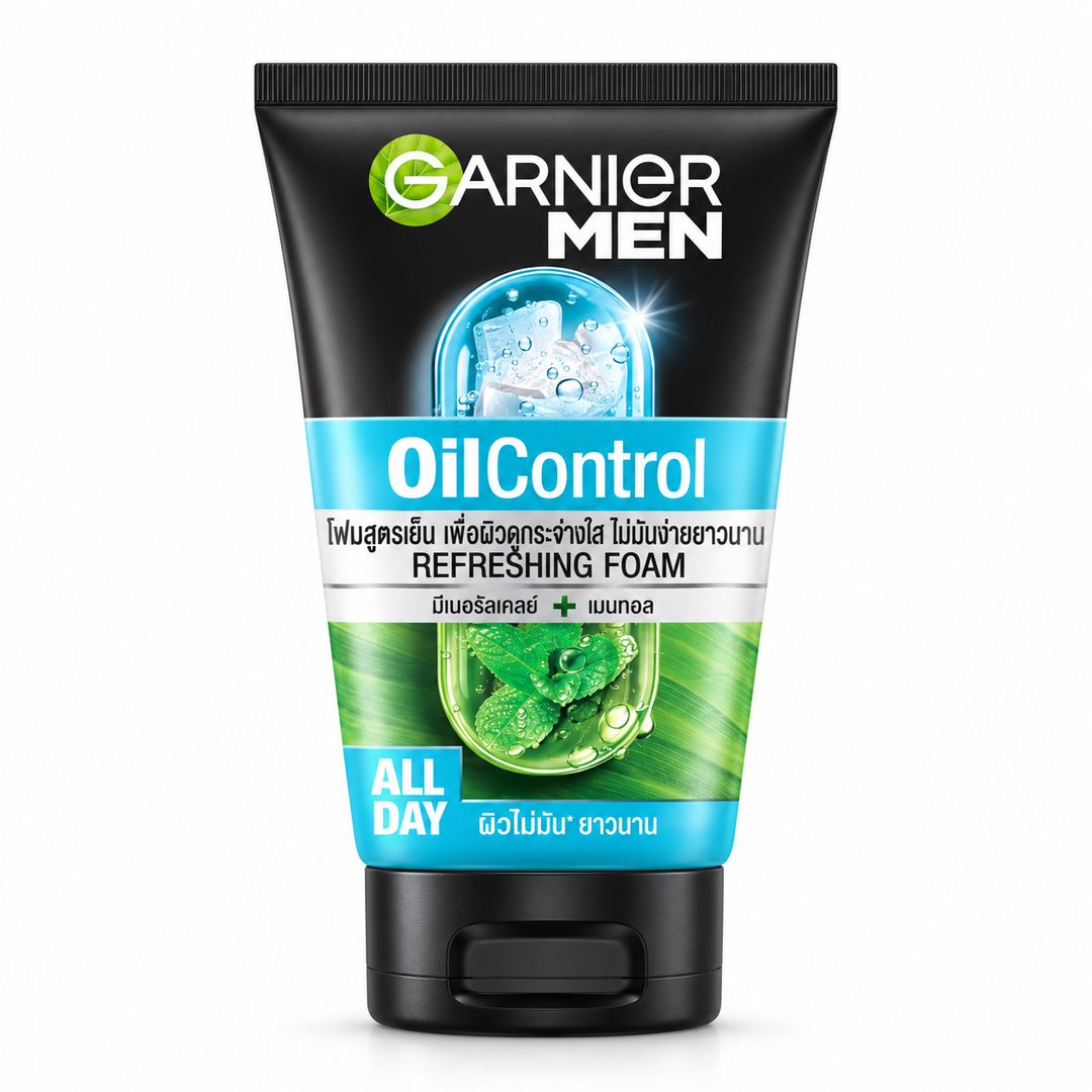Garnier Men Oil Control Brightening Cooling Foam 100 ml on white background