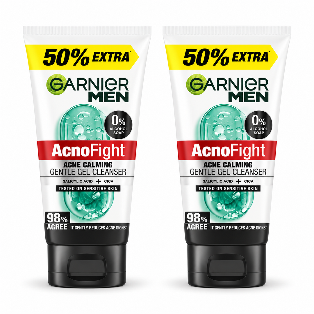 Garnier Men Acno Fight Acne Calming Gentle Cleanser 150 ml – 2 Tubes
