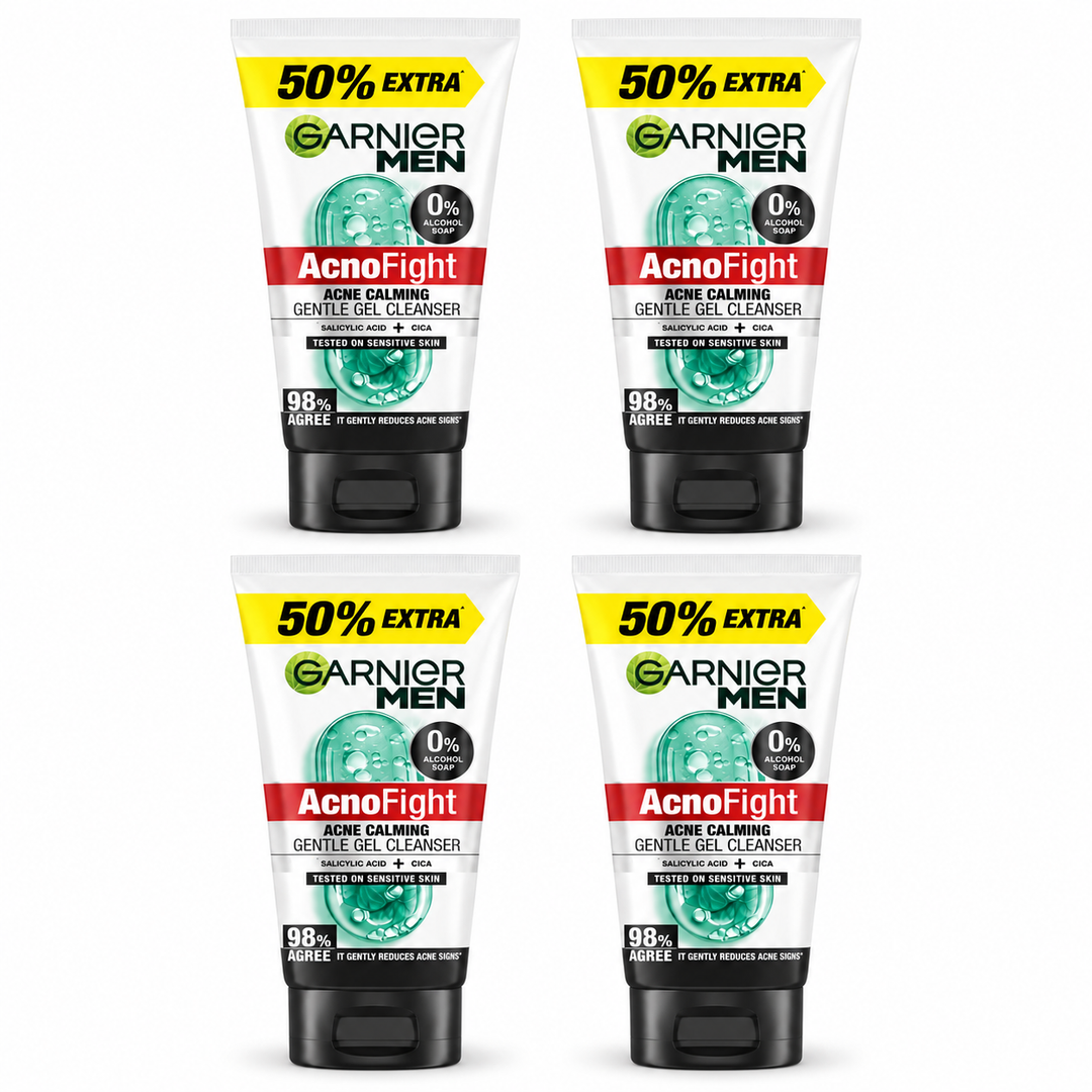 Garnier Men Acno Fight Acne Calming Gentle Cleanser 150 ml – 4 Tubes