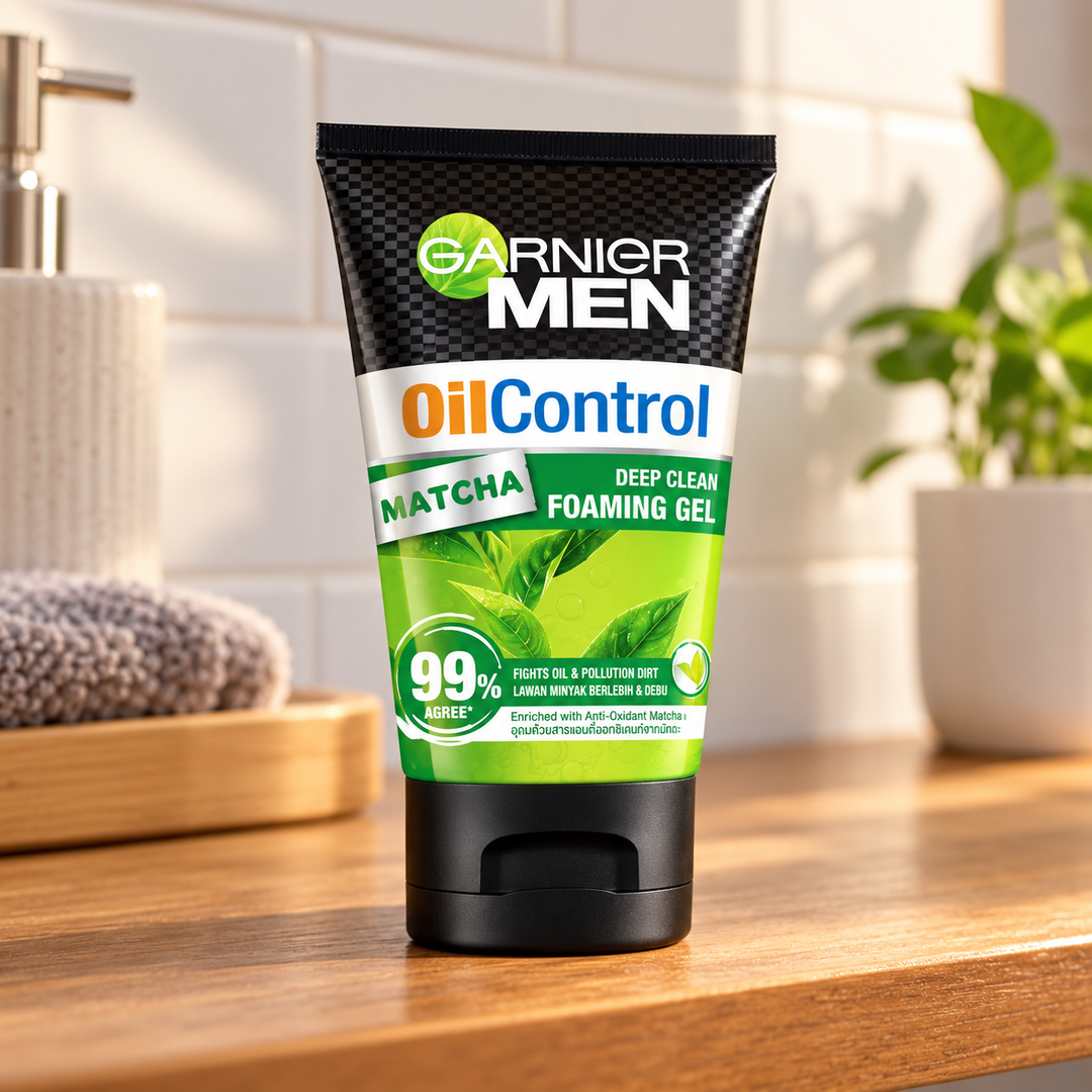 Garnier Men Oil Control Matcha Deep Clean Foaming Gel 100 ml — lifestyle view