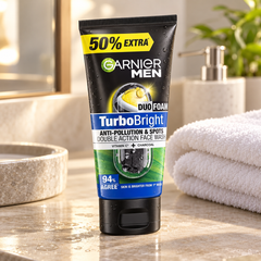 Garnier Men Turbo Bright Super Duo Foam 150 ml — lifestyle view