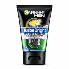 Garnier Men Turbo Bright Super Duo Foam 100 ml on white background