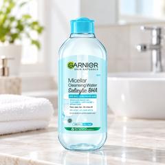 Garnier Micellar Cleansing Water Salicylic BHA Blue 400 ml — retail packaging detail
