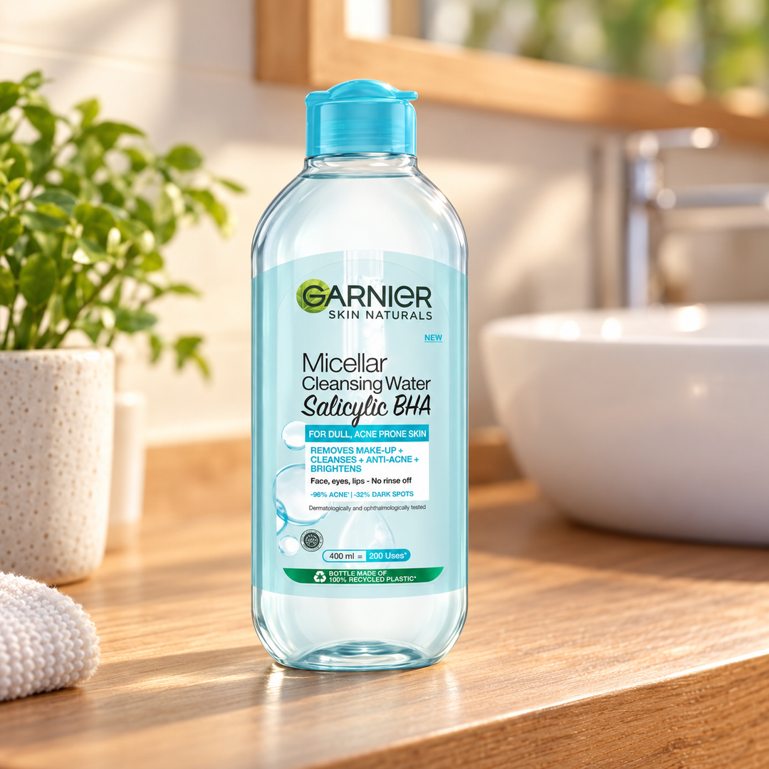 Garnier Micellar Cleansing Water Salicylic BHA Blue 400 ml — lifestyle view