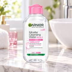 Garnier Micellar Cleansing Water Sensitive Skin Pink 125 ml — retail packaging detail