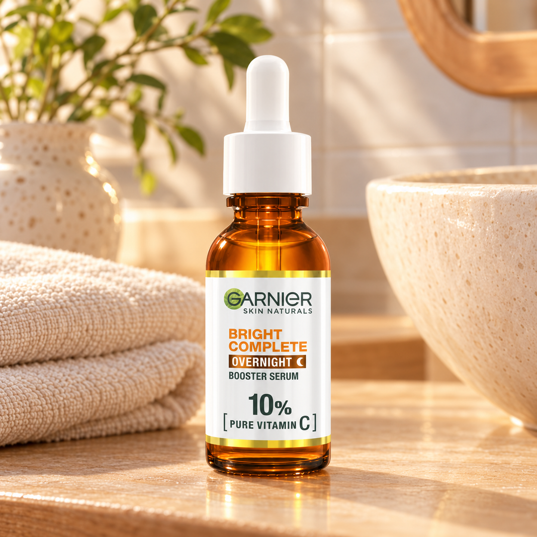 Garnier Bright Complete Overnight Booster Serum 30 ml — lifestyle view
