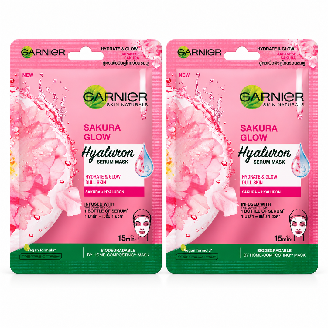 Garnier Sakura Glow Hyaluron Serum Mask 28 g – 2 Sachets