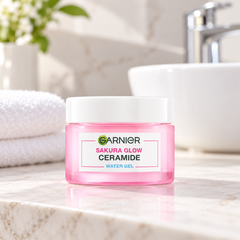 Garnier Sakura Glow Ceramide Water-Gel 50 ml — retail packaging detail