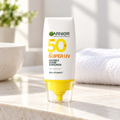 Garnier Super UV Invisible Serum Sunscreen SPF50+ PA++++ 30 ml — retail packaging detail
